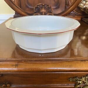 Porsgrund Norway Octavia Red Rim Large Serving Bowl 9 1/8″ 9.125″ diameter